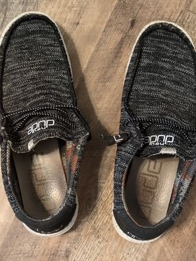 Hey Dude Men's Black Knit Slip-On Loafers